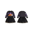 thumbnail image 2 of RUINIXCW Toddler Baby Girl Halloween Tutu Dress Outfit Kids Little Girl Fall Winter Dress Pumpkin Ghost Bat Print Long Sleeve Patchwork Tulle Dress, 2 of 9