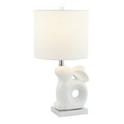 SAFAVIEH Ruby 19 in. Bunny White Ceramic Table Lamp with 100% White Cotton Shade