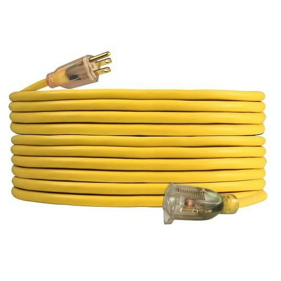 USW 10/3 50ft Heavy Duty Yellow Extension Cord with Lighted Plug