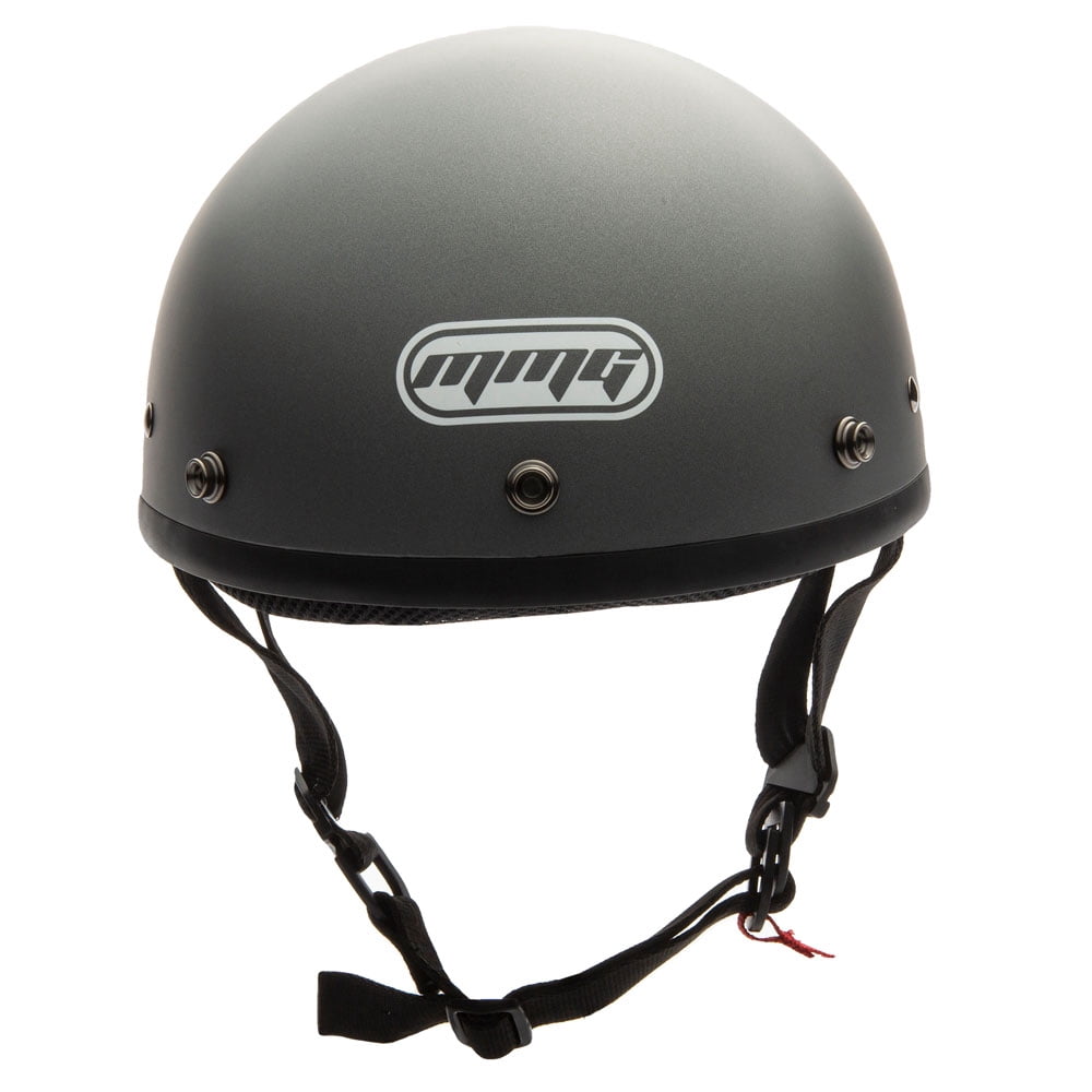 MMG Motorcycle Half Helmet Beanie DOT with goggles Matte Gray (Medium) Model 29