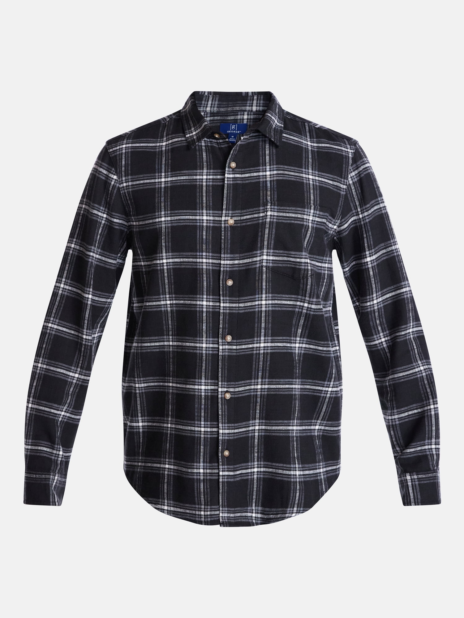 George Men's and Big Men's Slub Cotton Shirt with Long Sleeves, Sizes S-3XL