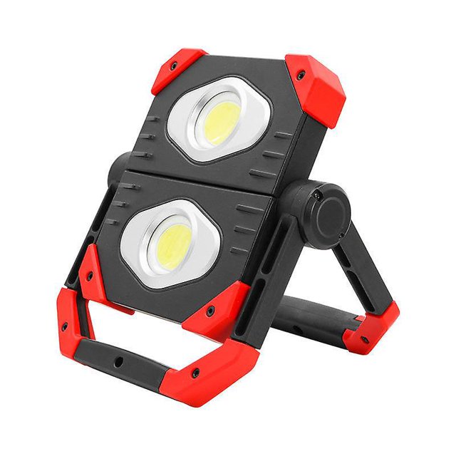Luz de trabajo LED recargable, reflector portátil plegable de 2 mazorcas con base magnética y soporte de rotación de 360, focos impermeables para acampar, emergencia