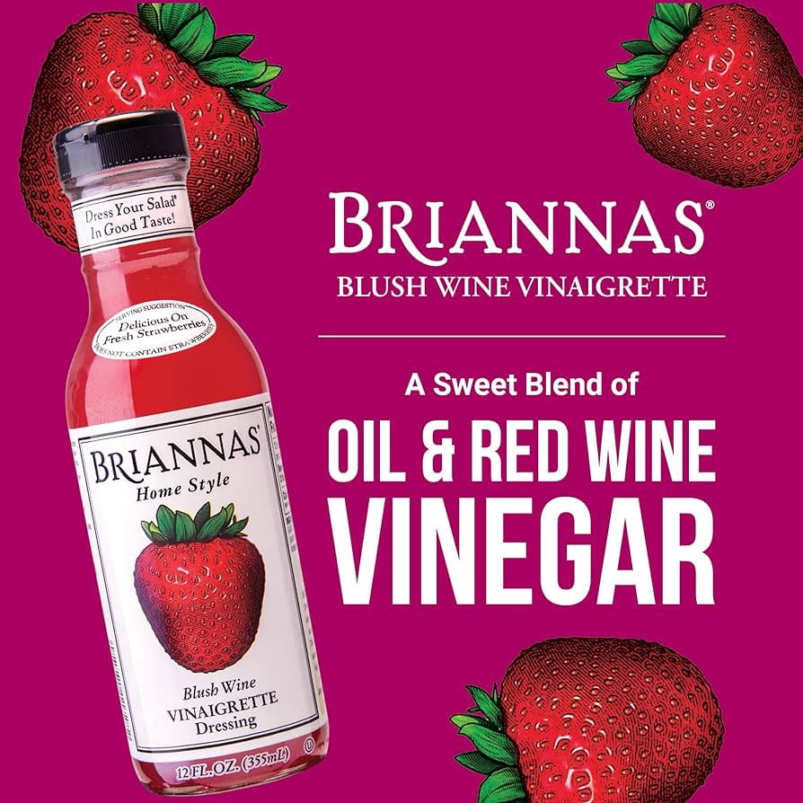 (6 pack) BRIANNAS Salad Dressing Home Style Liquid Blush Wine Vinaigrette, 12 fl oz