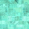 thumbnail image 1 of Ahgly Company Indoor Square Patchwork Turquoise Blue Transitional Area Rugs, 7' Square, 1 of 4