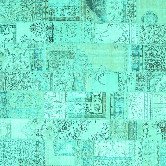 Ahgly Company Indoor Square Patchwork Turquoise Blue Transitional Area Rugs, 7' Square