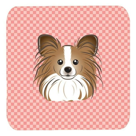 

3.5 x 3.5 In. Checkerboard Pink Papillon Foam Coasters Set Of 4