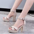 thumbnail image 1 of Zapatos de mujer Moda Color sólido Minimalista Punta abierta Sandalias de tacón grueso Zapatillas Chanclas Wmkox8yii  shjk7741, 1 of 9