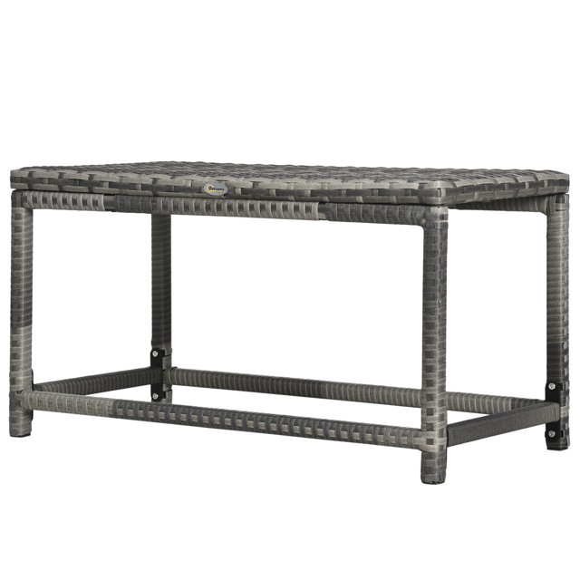 CoSoTower Patio Rattan End Table, Outdoor Side Table with Full Woven Table Top for Garden, Balcony, Mixed Grey