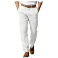 thumbnail image 1 of Zszcpp Linen Pants Men Button Solid Long Simple Style Going Out Vacation Leisure Lounge Trousers Casual Trouser, 1 of 9