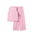 thumbnail image 5 of Women's Sleeveless Business Suits, Two Piece Outfits Summer Fashion Button V Neck Vests Blazer and Wide Leg Pants Sets Cute Two Piece Outfits for Lady XL, 5 of 7
