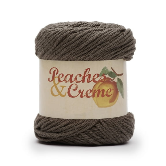 Peaches & Creme Solid 4 Medium Cotton Yarn, Dark Taupe 2.5oz/70.9g, 120 Yards