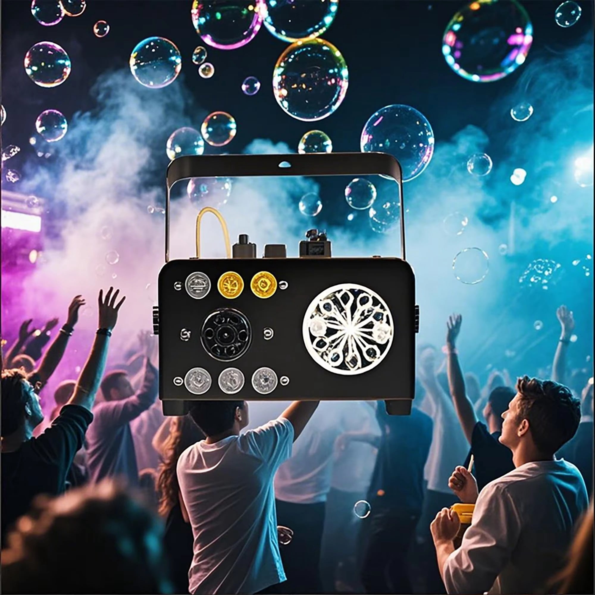 RGB LED Smoke Bubble Machine DMX512 Control Automatic Fog Bubble Maker For Stage Wedding Party DJ