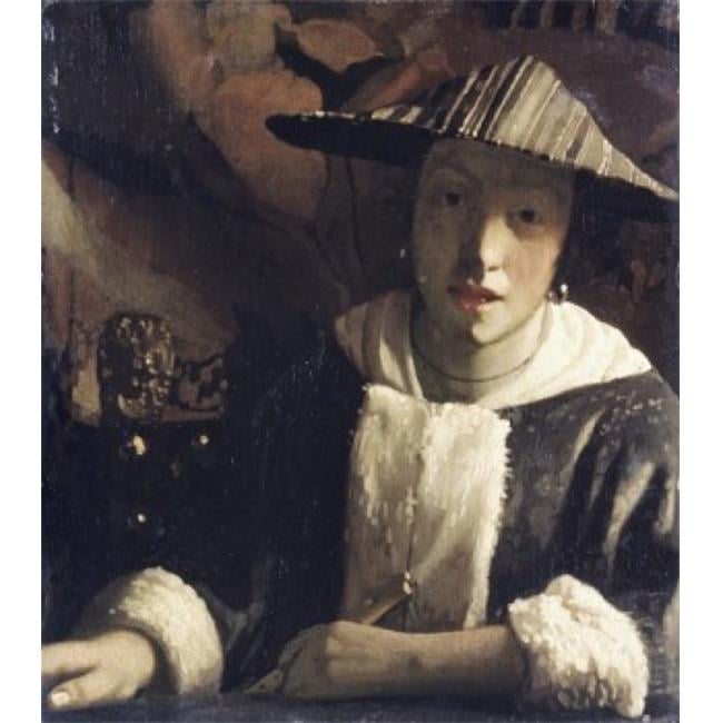 Jan Vermeer Girl With A Flute Portrait Painting Wall Art Canvas Print 18X24 In 