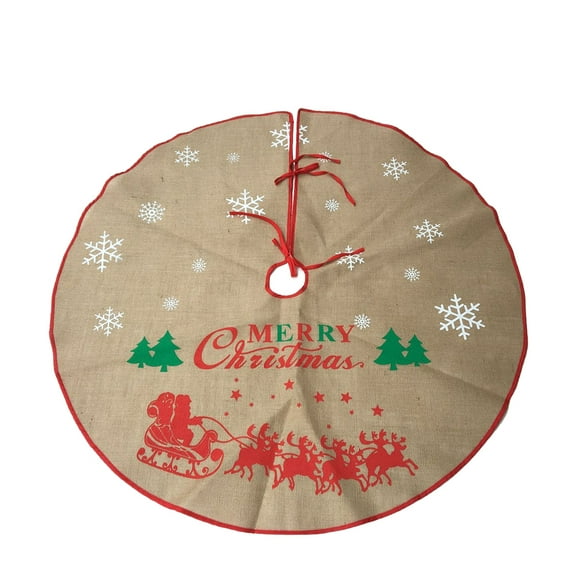 Christmas Tree Skirt Linen Xmas Tree Base Decoration Apron Wrap (120CM)