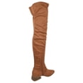 thumbnail image 3 of Soda Women Over Knee Thigh High Boots Side Zipper Block Heels Pointed-Toe Back Elastic DEENA-H Suede Brown Russet 7, 3 of 4