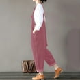 thumbnail image 3 of SELONE Rompers for Women Casual Suspender Velour Pants Sleeveless Ladies Travel Comfortable Vacation Flowy Rompers Jumpers and Rompers Casual Corduroy Solid Color Buttons with Pockets Pink L, 3 of 8