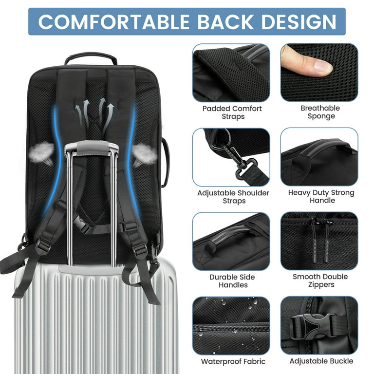 Travel Backpack 40L, TSA Friendly Flight Approved Carry-on Luggage Hand Water-resistant Lightweight Business Rucksack, Durable Large Weekender Bag Daypack Fits 17.3 Inch Laptop