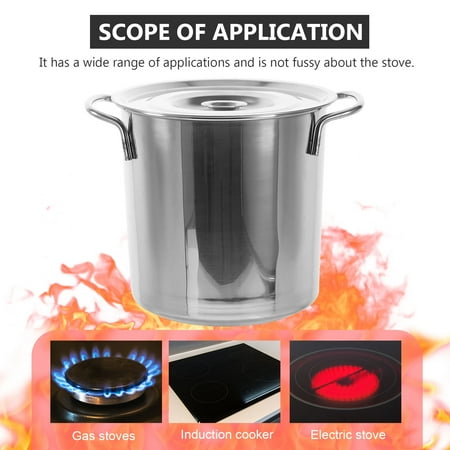 

Soup Pot 1Pc Stainless Steel Stockpot Large Capacity Pot Brine Bucket with Lid (Silver)