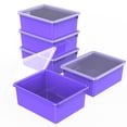 thumbnail image 1 of Storex Plateau de Rangement Profond avec Couvercle, Format Lettre, 10 x 13 x 5 Pouces, Violet, Lot de 5, 1 of 1