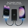 thumbnail image 3 of Pocket Juice Wireless Pro, 10,000mAh Portable Power Bank with Wireless Charging, USB, and Built-in Lightning and USB-C Cables, Black, 3 of 7