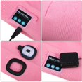 thumbnail image 4 of Viworld Wireless Musical Beanie Hat with Light, LED Headphone Running Beanie, Unisex Winter Warm Knit Cap for Sports Outdoors (Pink), 4 of 7