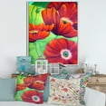 thumbnail image 2 of Red Blossoming Poppies Over Wild Green V 16 in x 32 in Framed Painting Canvas Art Print, by Designart, 2 of 5
