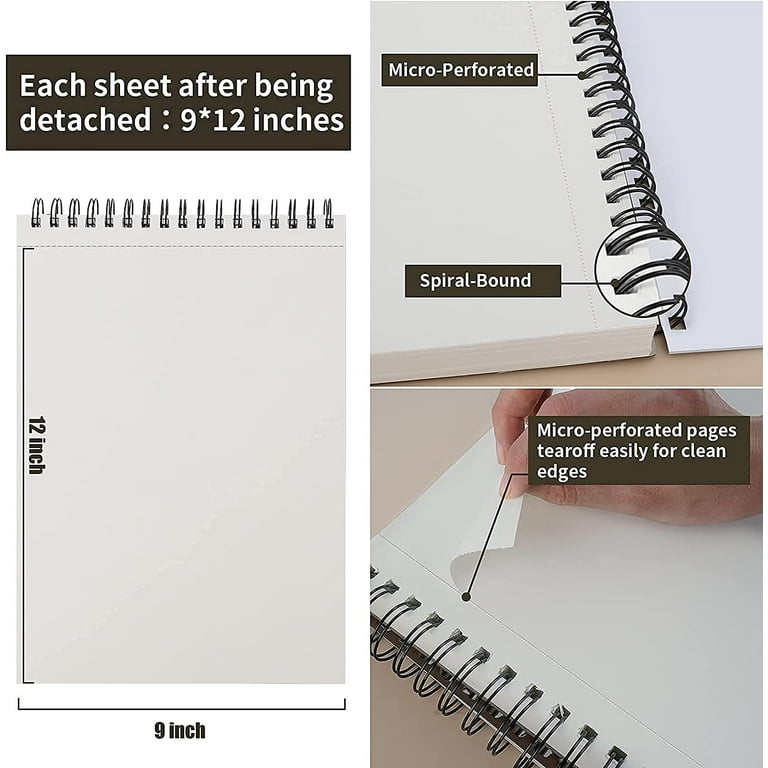 9 x 12 inches Sketch Book, Top Spiral Bound Sketch Pad, 1 Pack 100