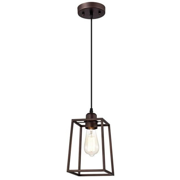 CHLOE Ironclad Industrial 1 Light Bronze Mini Pendant Ceiling Fixture 6"
