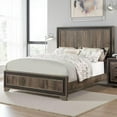 thumbnail image 6 of Modern Queen Size Bed w Tall Panel Headboard, Rustic Brown Wood, 6 of 6