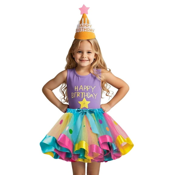 Girls Skirt Kids Toddler Girls Tutu Skirts with Polka Dot Print Mesh Layered Skirt for Beach Party Festival Toddler Dress Yellow 2 Years-4 Years