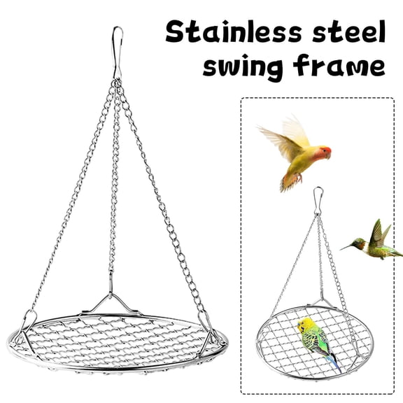 Bird Swing Hammock Bed, Stainless Steel Parrot Hammock Swing Mat, Hanging Bird Climbing Perch Mat, for Birds Parakeets Lovebirds Cockatiels Budgies