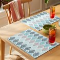 thumbnail image 4 of Teal Boho Flowers Placemats Set of 8 Modern Luxurious Ombre Geometric Floral Place Mats Indoor Wipeable Table Mats Washable Dining Table Placemats for Kitchen Holiday Party Home Decor 13x19 Inch, 4 of 9