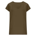 thumbnail image 4 of WERYOUNG Lightweight Linen T Shirt For Women Summer Short Sleeve T-Shirts Relaxed Fit Casual Tee Holiday Party Stylish Top L, 4 of 4