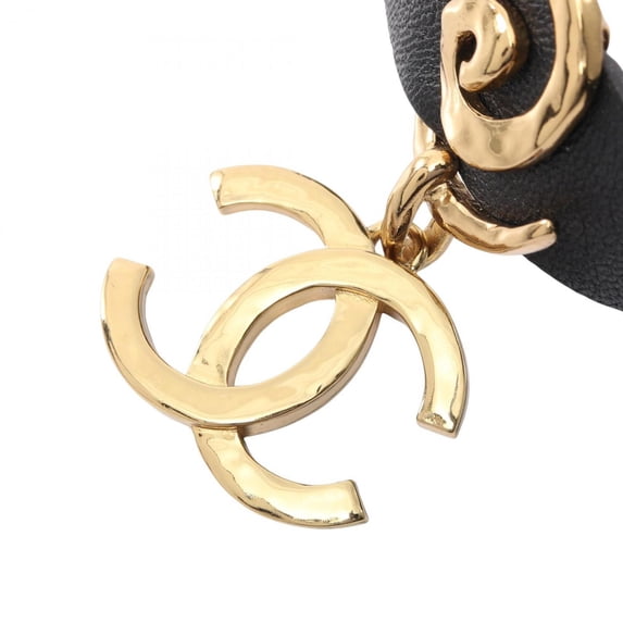 Pre-Owned CHANEL Coco Mark Choker Accessory, GP (Gold Plated), Leather, Women's, Gold and...