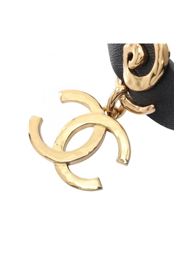 Pre-Owned CHANEL Coco Mark Choker Accessory, GP (Gold Plated), Leather, Women's, Gold... (Good)