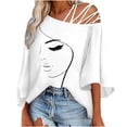 thumbnail image 2 of Puntoco Mujer Suelta Casual Manga Tres Cuartos Cuello Redondo Blusa Camiseta Túnica tops Puntoco Puntoco-5226, 2 of 7