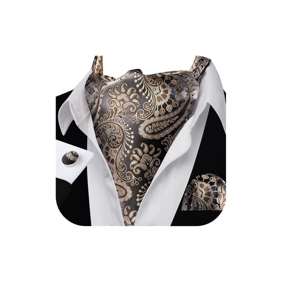 Set de Ascot y Pañuelo Barry.Wang Champagne Gris de Seda 126 cm