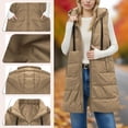 thumbnail image 2 of QSAWXQZ Women's Long Puffer Vest Solid Stand Collar Sleeveless Zip Up Jackets Coat with Pockets for Winter Khaki L, 2 of 9