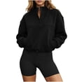 thumbnail image 7 of Lmueinov Womens Quarter Zip Pullover Sweatshirt Stand Collar Long Sleeve Cropped Top with Pockets Adjustable Drawstring Hem Sweatshirt Fall Loungewear, 7 of 7