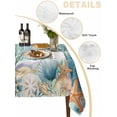 thumbnail image 5 of Teal Coastal Rectangle Tablecloth, Summer Beach Starfish Shell Coral Nautical Waterproof & StainResistant Tablecloth, Washable Oil-proof Table Cover for Dining/Party/Wedding/Camping/Buffet 60x120 In, 5 of 9