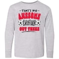 thumbnail image 3 of Inktastic That's My Awesome Brother Out There with Soccer Balls Long Sleeve Youth T-Shirt, 3 of 5