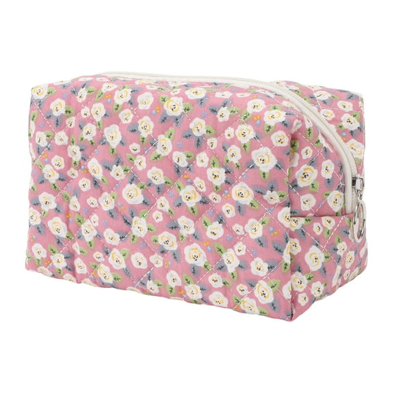 1pc Women Portable Camellia Flower Makeup Bag for Travel Vacation Wedding Purple Cotton