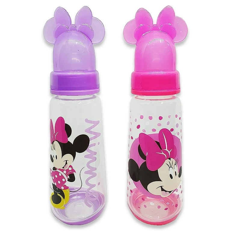  Disney Bundle Minnie Mouse Plastic Water Bottle Set for Girls -  4 pc Bundle with 2 Minnie Reusable Bottles For Home, School, and Sports,  Stickers, and Door Hanger : Home & Kitchen