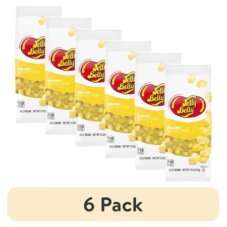(6 pack) Jelly Belly Yellow Color Collection Assorted Jelly Beans – 7.5 oz Bag - Genuine Official Straight from the Source - Graduation Candy Colors