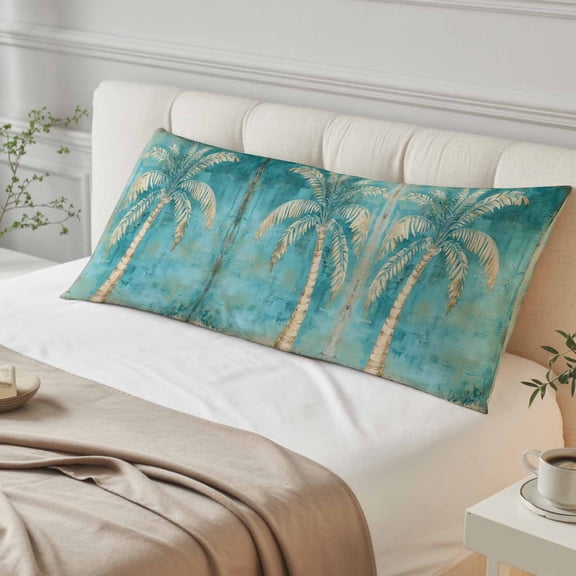 Green Tree Coastal Beach Body Pillow Cover, Pillowcase Protectors with Zipper, Breathable Decorative Throw Pillow Case Cover, Vintage Tropical Plant Pillow Shams for Couch Sofa 20x60Inch
