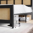 thumbnail image 5 of Full Size Rattan Bed Frame with Headboard,Black Boho Cane Platform Bed Frame with Metal Slat Support,Noise Free,No Box Spring Needed,Easy Assembly （Black）, 5 of 6