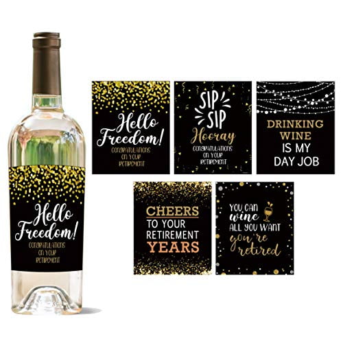 YouFangworkshop Retirement Wine Bottle Labels For Women and Men Retirement Party Decoration Supplies Milestones Sticker