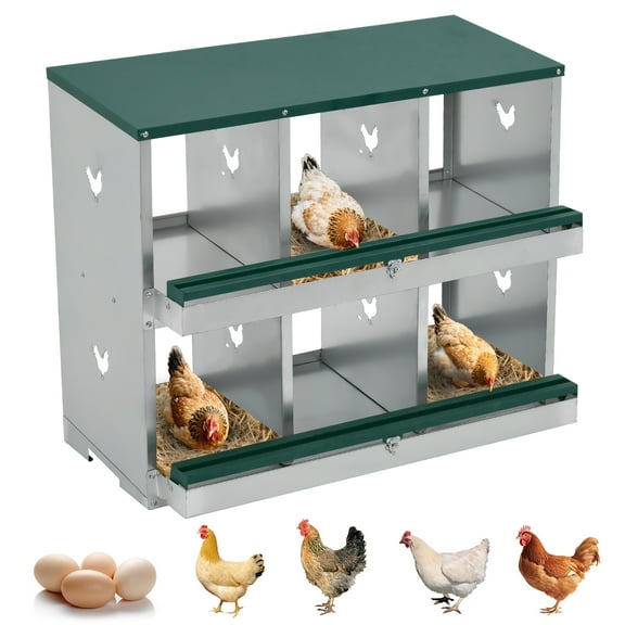 6 Compartment Nesting Boxes for Chickens, Chicken Nesting Box to Protect Eggs, Chicken Laying Boxes, Easy to Clean and Install