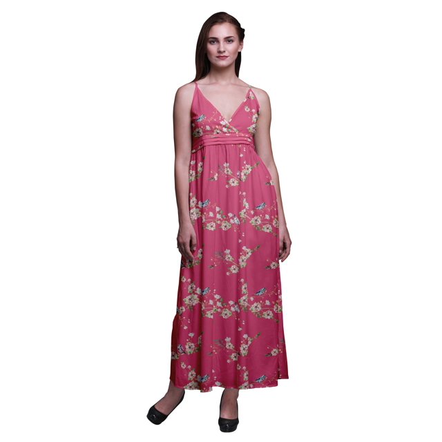 Bimba Robe Bohème de Plage Longue Maxi Sans Manches à Bretelles Imprimée pour Femmes - Très Petit