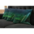 thumbnail image 2 of Ambesonne Nature Throw Pillow Cover 4 Pack, Wooden House Winter, 18", Dark Blue Jade Green, 2 of 6